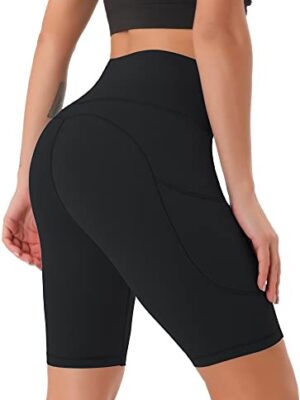JOYSPELS Women's High Waisted Sports Shorts with Pockets
