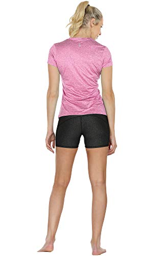 icyzone Women's Workout V-Neck Short-Sleeve Tops, 3 Pack