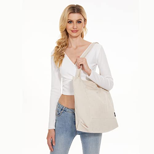 KALIDI Corduroy Waterproof Tote Bag with Zipper, 35L
