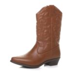 AJVANI Women's Low Block Heel Western Ankle Boots