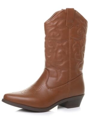 AJVANI Women's Low Block Heel Western Ankle Boots