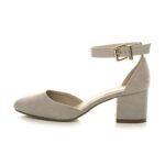 AJVANI Women's low block heel ankle strap shoes
