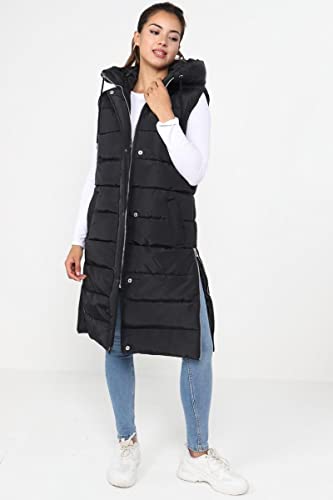 Ladies Quilted Longline Hooded Puffer Coat (Size 36-46)
