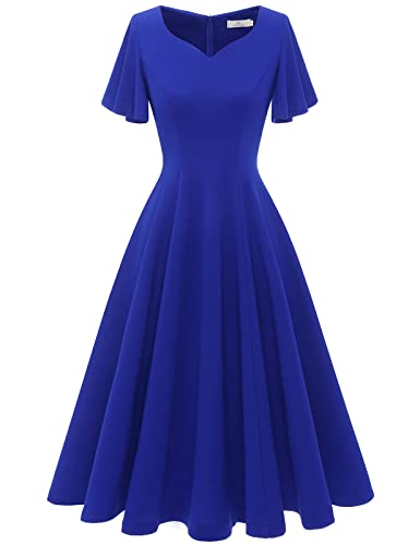 HomRain Ruffle Sleeve V-Neck Knee Length Dress