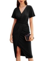 GRACE KARIN Women's Ruffle Sleeve Wrap Midi Dress