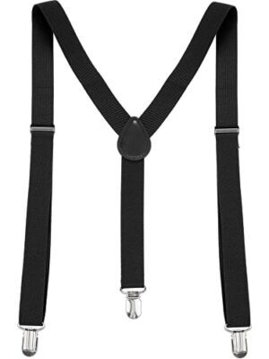 sourcing map Adjustable Metal Clamp Elastic Suspenders