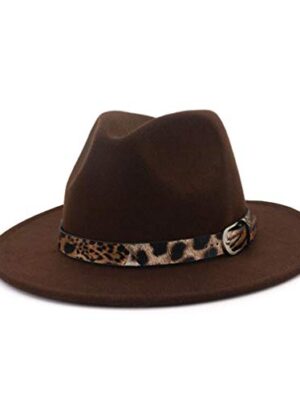 QUUPY Women Panama Hats with Leopard Belt Buckle
