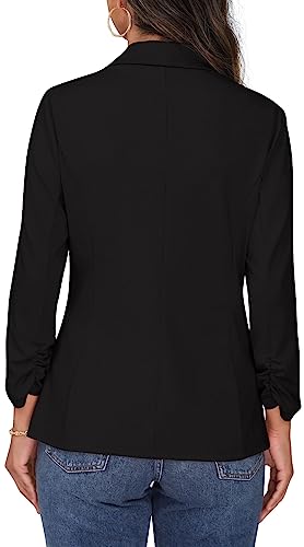 PrinStory Womens 3/4 Sleeve Open Front Blazer Jacket