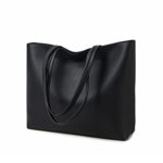 MEEGIRL Ladies PU Leather Tote Handbag with Zip (Black)
