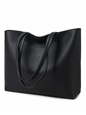 MEEGIRL Ladies PU Leather Tote Handbag with Zip (Black)