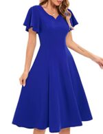 HomRain Ruffle Sleeve V-Neck Knee Length Dress