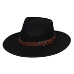 JK Home Wool Felt Fedora Hat - One Size Unisex - Black