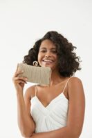 iWISH Womens Glitter Clutch with Rhinestone Ring