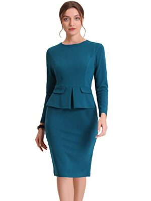 Allegra K Women's Bodycon Peplum Office Sheath Dress