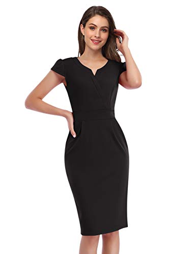 KOJOOIN Women's V-Neck Business Slim Bodycon Dress