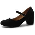 Womens Mid Block Heels Mary Jane Ankle Strap Shoes