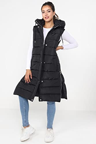 Ladies Quilted Longline Hooded Puffer Coat (Size 36-46)