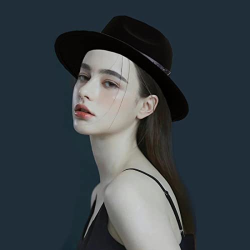 Bamboopack Retro Wide Brim Fedora Hat with Belt Buckle