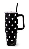 Kate Spade 1.18L Tumbler with Handle and Straw, Black Dot