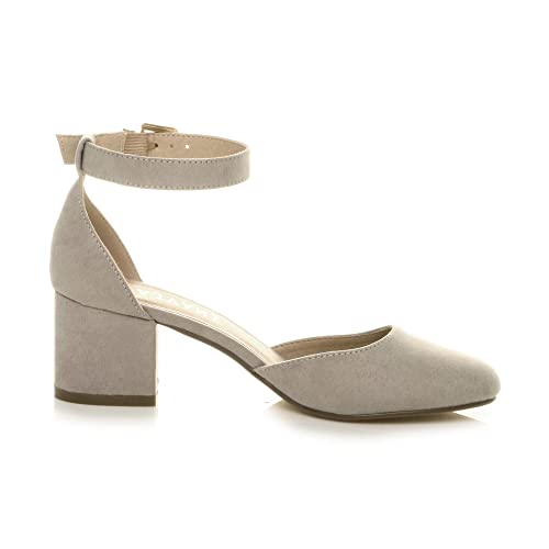 AJVANI Women's low block heel ankle strap shoes