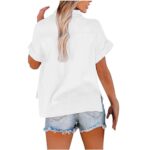 LUSHAasd Women's Cotton Linen Casual Button Down Shirt