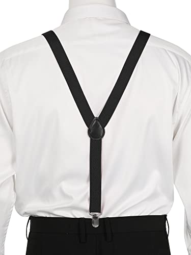 sourcing map Adjustable Metal Clamp Elastic Suspenders