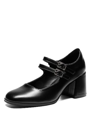 DREAM PAIRS Women's Square Toe Mid-Heel Dress Pumps