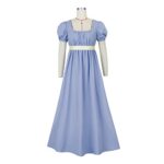 FRIUSATE Green Regency Dress with Sash, Empire Waist