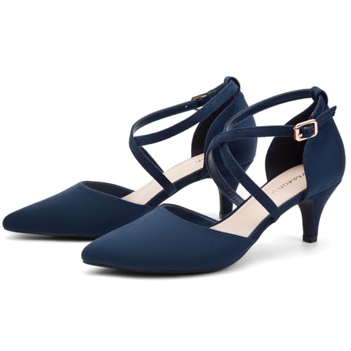 Greatonu Womens Pointed Toe Kitten Heel Sandals