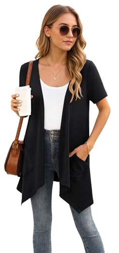 YGJIEGENG Women's Short Sleeve Summer Cardigan with Pocket