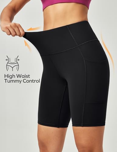 Ewedoos Women's High Waist Cycling & Gym Shorts with Pockets