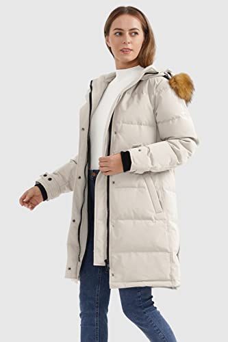 Orolay Women's Insulated Down Coat with Faux Fur Hood