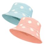 Partideal 2Pack Reversible Cotton Bucket Hat, Daisies Print
