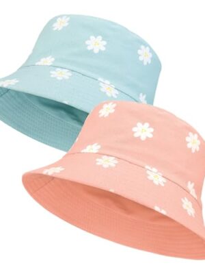 Partideal 2Pack Reversible Cotton Bucket Hat, Daisies Print