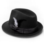 Geebuzz Classic Short Brim Fedora Hat with Feathers