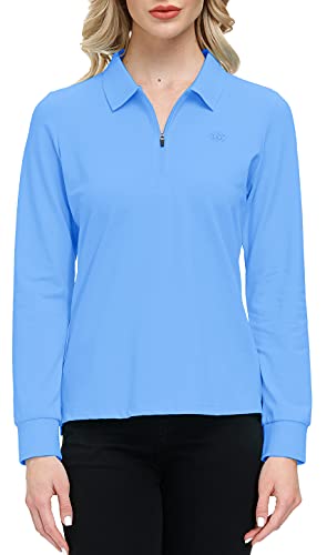 MoFiz Women's Long Sleeve Polo Shirt with 1/4 Zipper