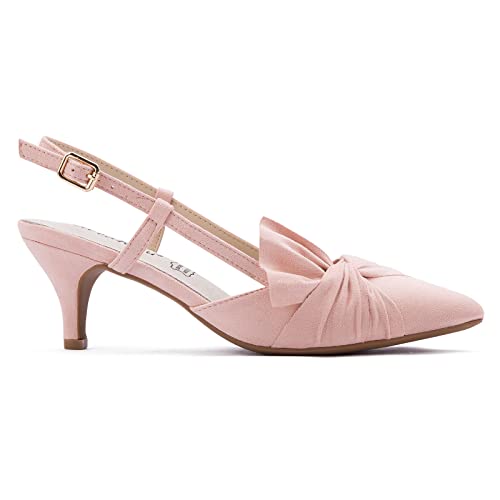 Greatonu Women's Kitten Heel Slingback Pumps
