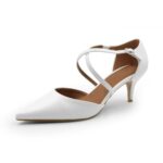 Women's Ankle Strap Low Heel Court Shoes - Large Size