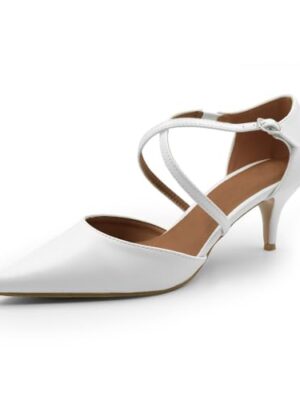 Women's Ankle Strap Low Heel Court Shoes - Large Size