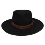 JK Home Wool Felt Fedora Hat - One Size Unisex - Black