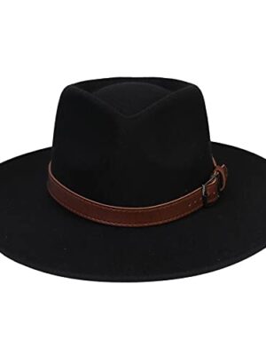 JK Home Wool Felt Fedora Hat - One Size Unisex - Black