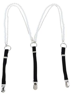 Tubayia Women's Y-Shape Elastic Braces with Beads, Black