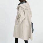 Angxiwan Women's Windproof Hooded Trench Coat with Pockets