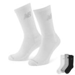 New Balance Unisex 3 Pack Crew Socks, White, M EU