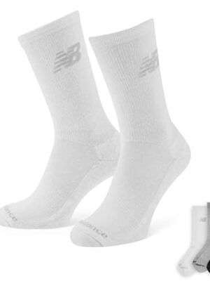 New Balance Unisex 3 Pack Crew Socks, White, M EU