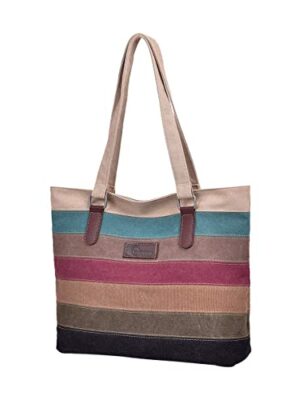 CHEREEKI Striped Canvas Tote Bag (Multicolor)