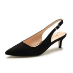 GENSHUO Women's Kitten Heel Slingback Shoes Black 38 EU