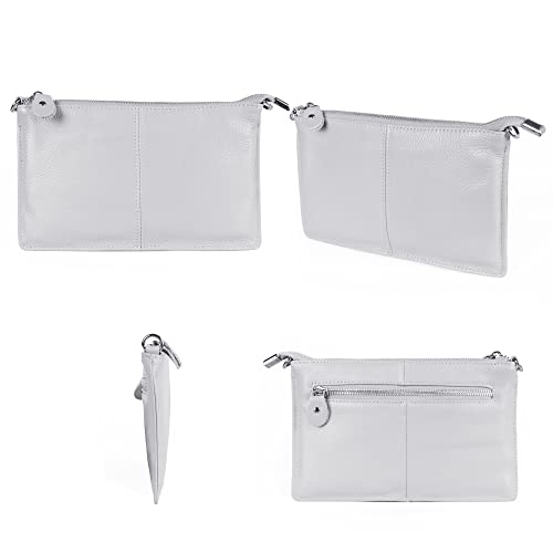 White Leather Crossbody Phone Purse & Clutch Wallet
