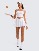 CRZ YOGA Women's Pleated Tennis Skirt with Pockets