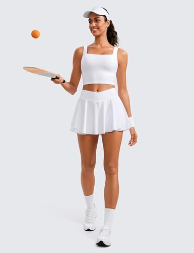 CRZ YOGA Women's Pleated Tennis Skirt with Pockets
